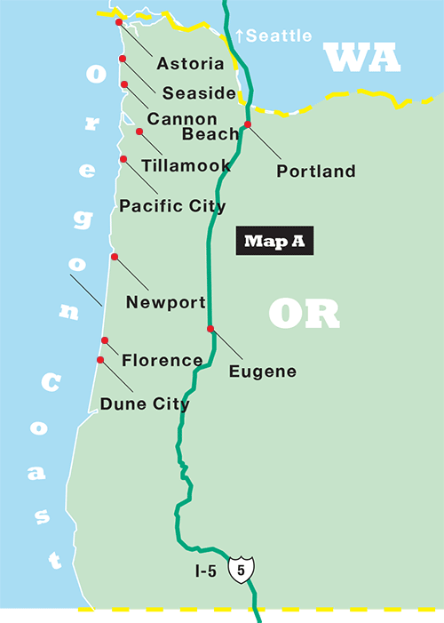オレゴン・コースト全体の地図