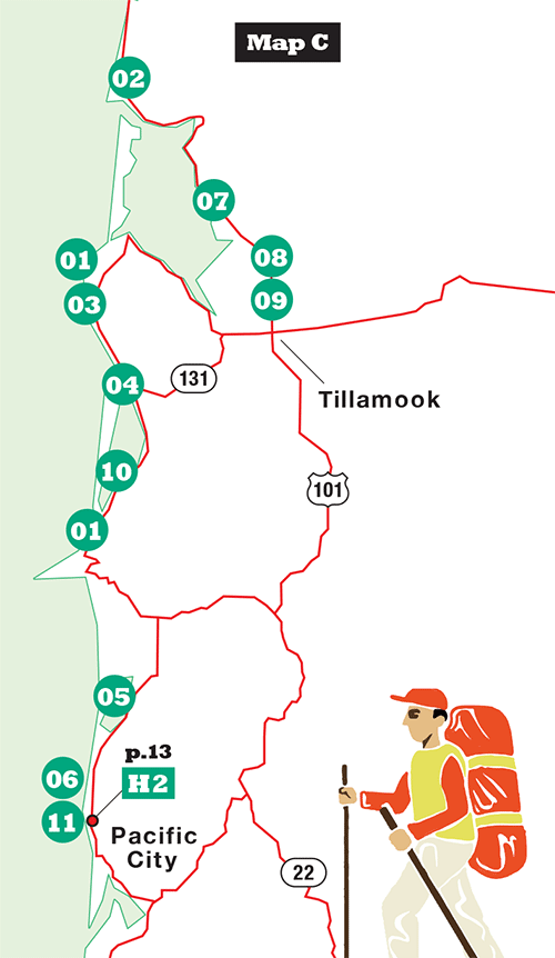 ティラムック～パシフィックシティーの観光地図