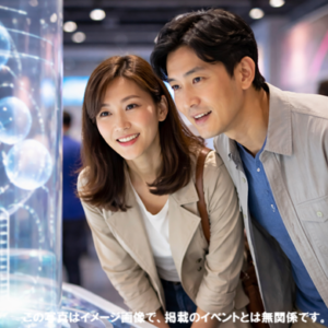 展示を見るカップル